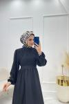 Belinay Tesettür Elbise Siyah  Siyah