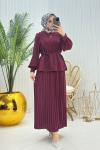 Tuğçe Tesettür Takım Bordo Bordo